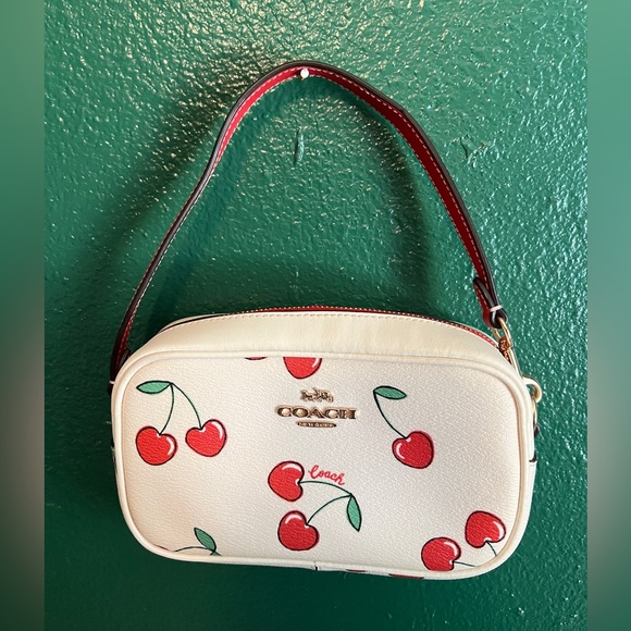 NWT Coach Cherry Print Shoulder Bag in White - Picture 1 of 5